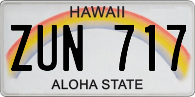 HI license plate ZUN717