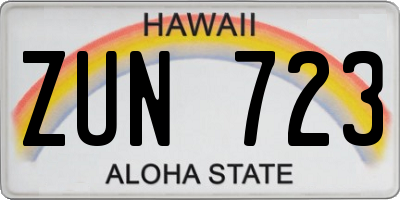 HI license plate ZUN723