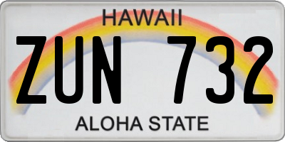 HI license plate ZUN732