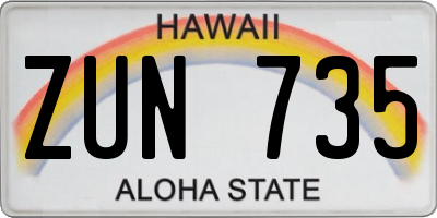 HI license plate ZUN735