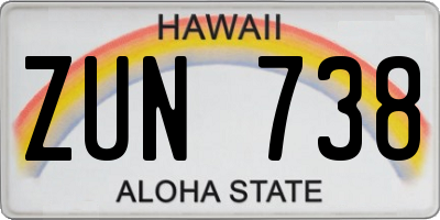 HI license plate ZUN738