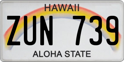 HI license plate ZUN739