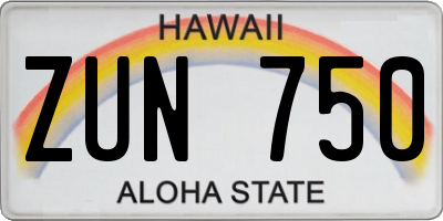 HI license plate ZUN750