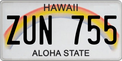 HI license plate ZUN755
