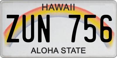 HI license plate ZUN756