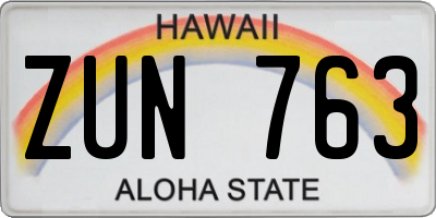 HI license plate ZUN763