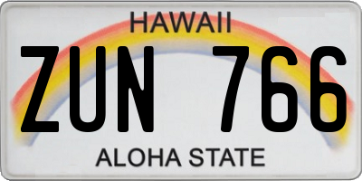 HI license plate ZUN766