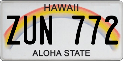 HI license plate ZUN772