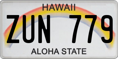 HI license plate ZUN779