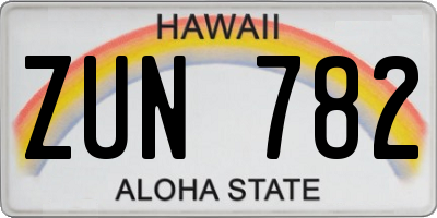 HI license plate ZUN782