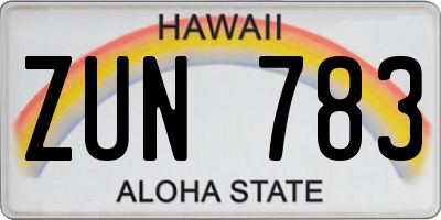 HI license plate ZUN783
