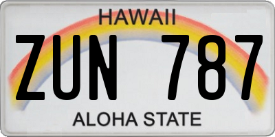 HI license plate ZUN787