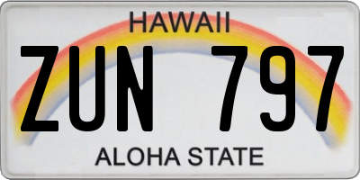 HI license plate ZUN797