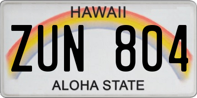 HI license plate ZUN804