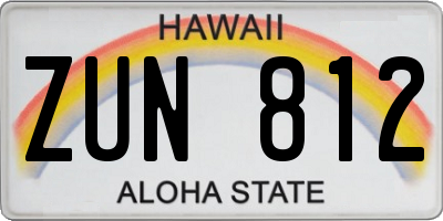 HI license plate ZUN812