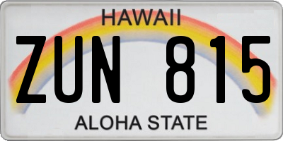 HI license plate ZUN815