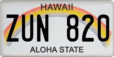 HI license plate ZUN820