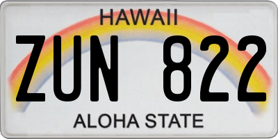 HI license plate ZUN822