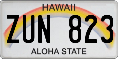 HI license plate ZUN823