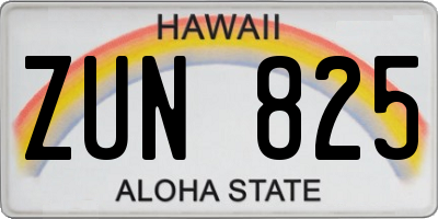 HI license plate ZUN825