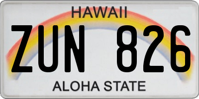 HI license plate ZUN826