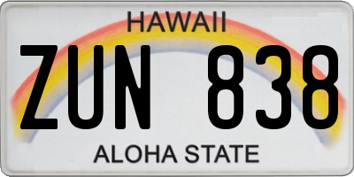 HI license plate ZUN838