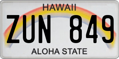 HI license plate ZUN849