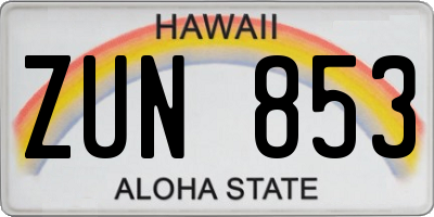 HI license plate ZUN853