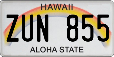 HI license plate ZUN855