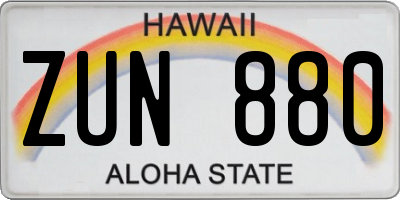 HI license plate ZUN880
