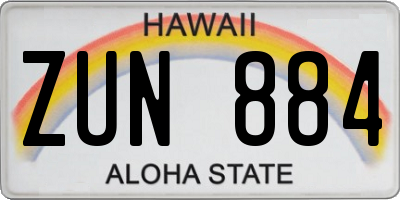 HI license plate ZUN884