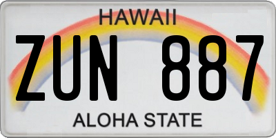 HI license plate ZUN887