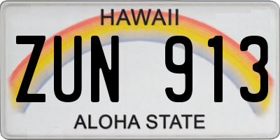 HI license plate ZUN913