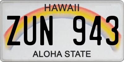 HI license plate ZUN943