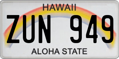 HI license plate ZUN949