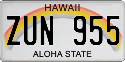 HI license plate ZUN955