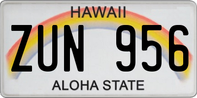 HI license plate ZUN956