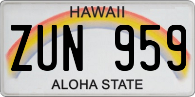 HI license plate ZUN959