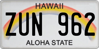 HI license plate ZUN962