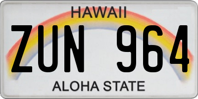 HI license plate ZUN964