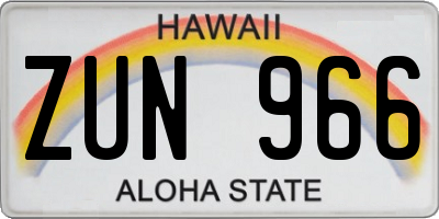 HI license plate ZUN966