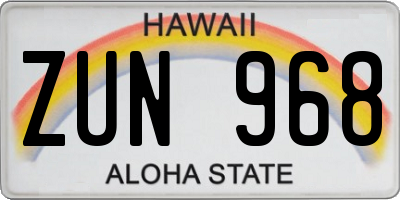 HI license plate ZUN968