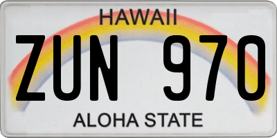 HI license plate ZUN970