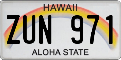 HI license plate ZUN971