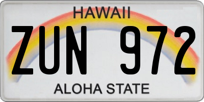 HI license plate ZUN972