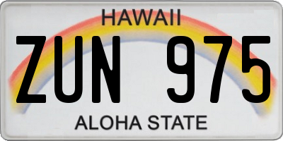 HI license plate ZUN975