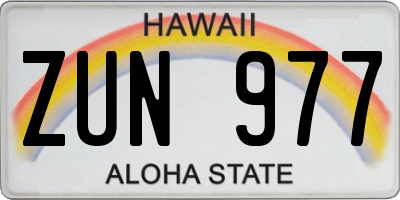 HI license plate ZUN977