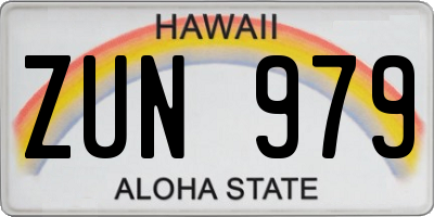 HI license plate ZUN979