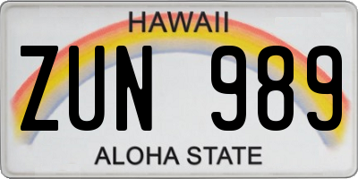 HI license plate ZUN989