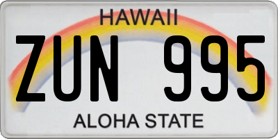 HI license plate ZUN995
